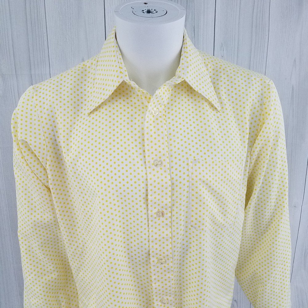 Vintage Permanent Press Shirt Polyester Disco Sz L